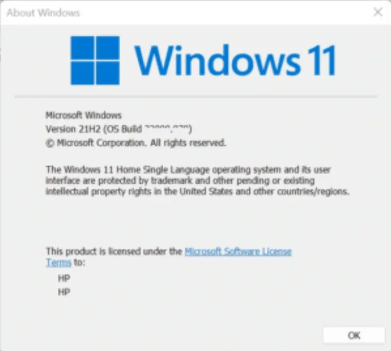 หน้าต่าง About Windows