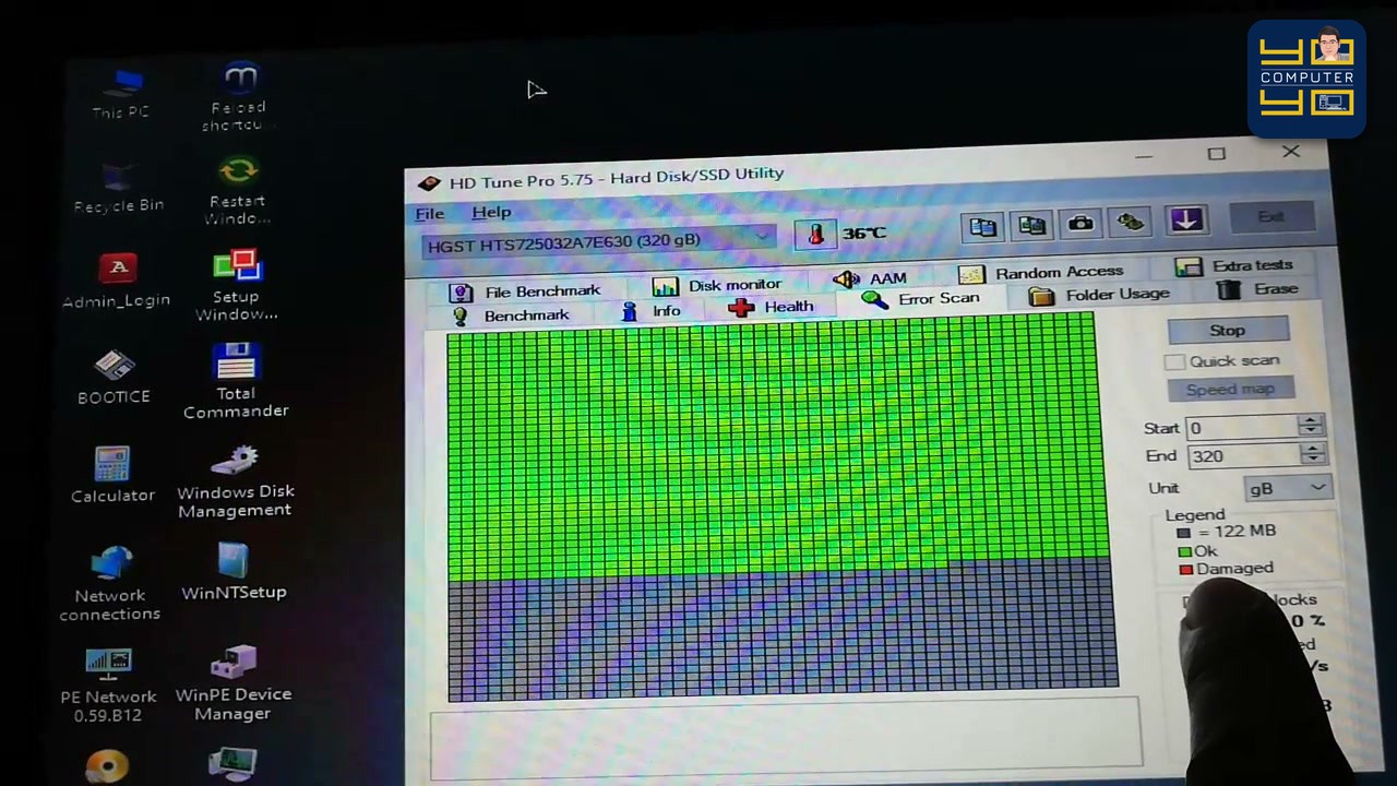 นอกจากดูสีบล็อกแล้ว ให้ดูตัวเลข Scanning speed ด้านขวาล่างควบคู่ไปด้วยนะคะ ฮาร์ดดิสก์จานหมุนที่สุขภาพดี ความ…