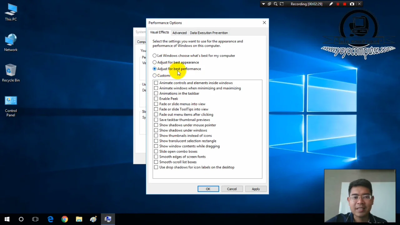 ภาพจากวิดีโอสอนแก้ปัญหา optimize windows 10 11 speed guide