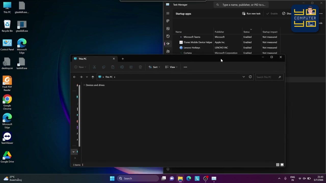 ดูเสร็จแล้ว อย่าลืมกลับไปตั้งค่าเดิม เลือก Don’t show hidden files แล้วติ๊ก Hide protected operating system…