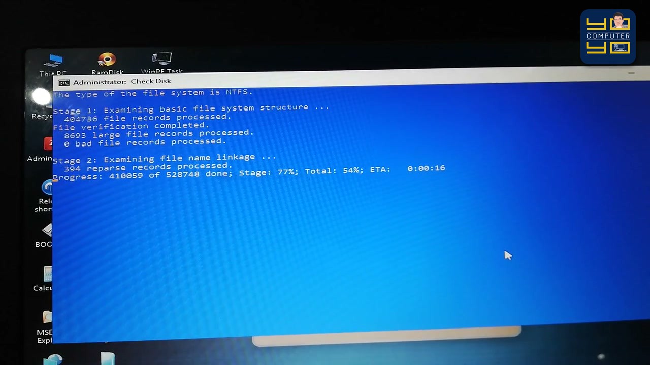 นอกจากนี้ ถ้าระบบไฟล์ NTFS ในไดรฟ์มีปัญหาจากการที่เครื่องค้างหรือไฟดับ เรายังสามารถรันคำสั่ง Check Disk เพื่…