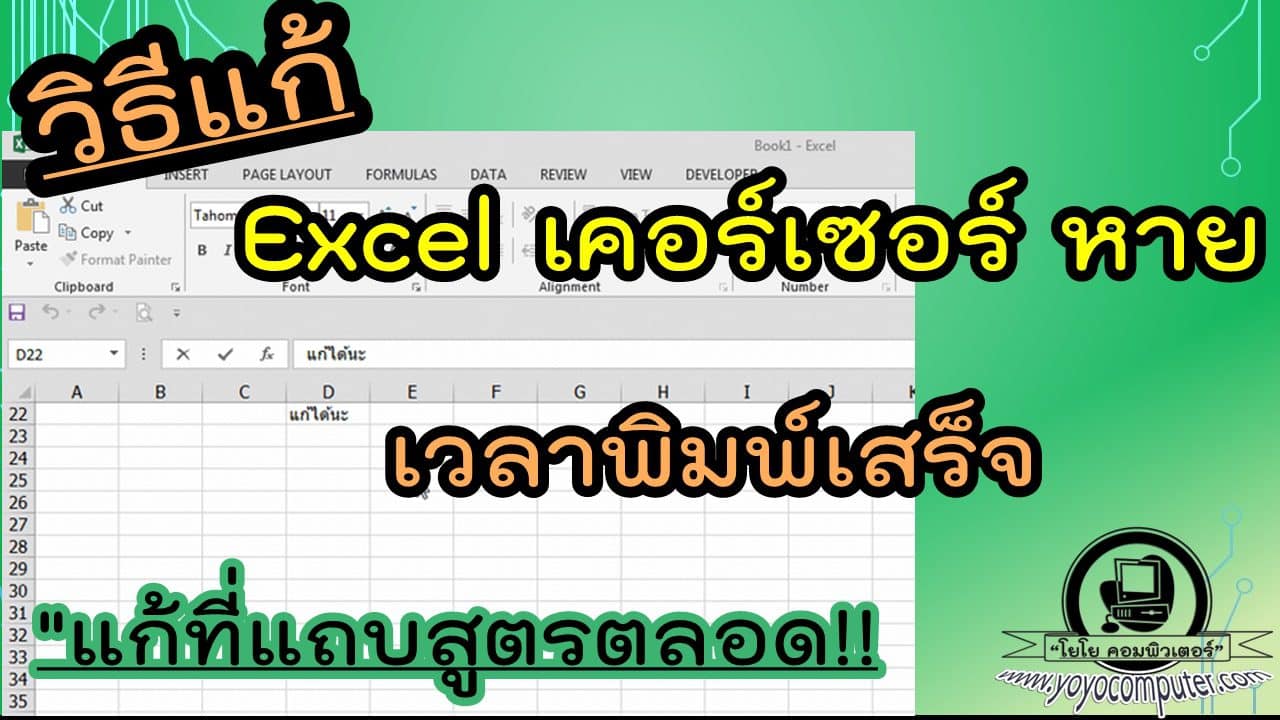 วิธีแก้ไขเคอร์เซอร์ Excel หาย พิมพ์แก้ในเซลล์ไม่ได้ ต้องแก้ที่แถบสูตรตลอด